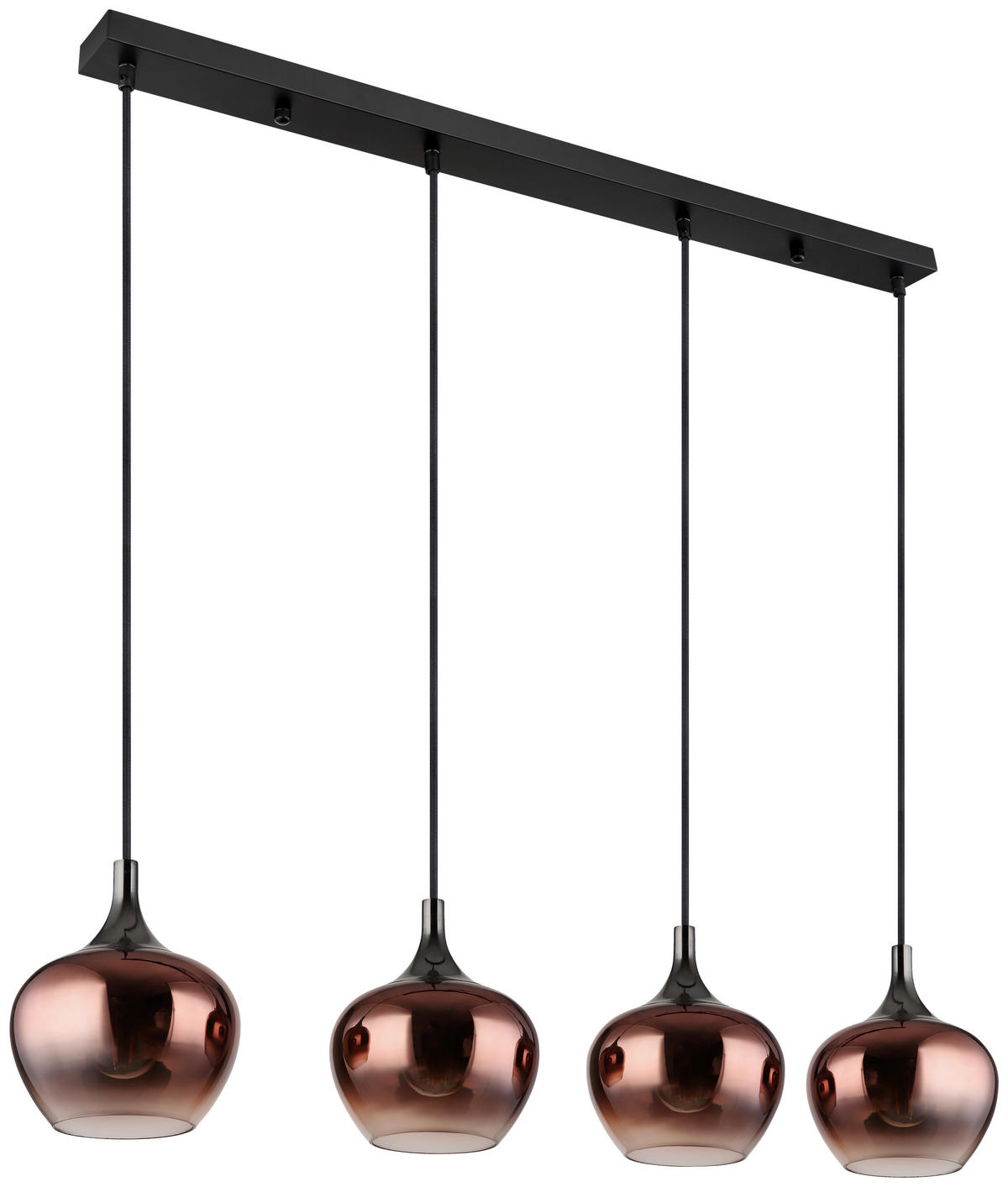 HÄNGELEUCHTE 100/18/120 cm   - Schwarz/Kupferfarben, Design, Glas/Metall (100/18/120cm) - Collet's Monde