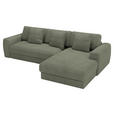 ECKSOFA in Cord Olivgrün  302/182 cm  - Schwarz/Olivgrün, MODERN, Kunststoff/Textil (302/182cm) - Carryhome
