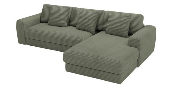 ECKSOFA in Cord Olivgrün  302/182 cm  - Schwarz/Olivgrün, MODERN, Kunststoff/Textil (302/182cm) - Carryhome