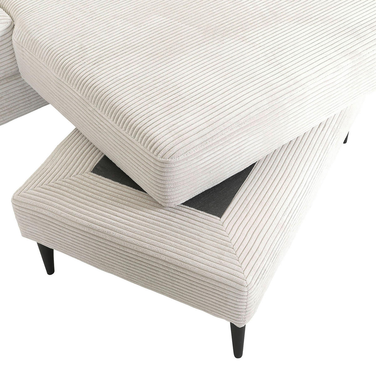 ECKSOFA in Cord Naturfarben  - Schwarz/Naturfarben, Konventionell, Holz/Textil (212/155cm) - Carryhome