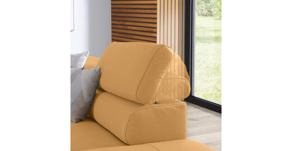 ECKSOFA Senfgelb Echtleder - Senfgelb/Schwarz, Design, Leder/Metall (270/220cm) - Novel