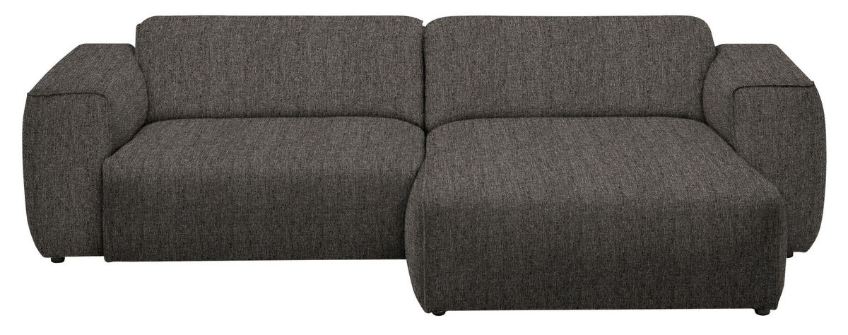 ECKSOFA in Webstoff Dunkelbraun  265/171 cm  - Dunkelbraun/Schwarz, Design, Kunststoff/Textil (265/171cm) - home24
