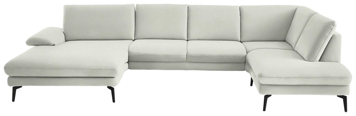 WOHNLANDSCHAFT  in Chenille, Flachgewebe Weiß  - Schwarz/Weiß, Design, Textil/Metall (180/344/208cm) - Dieter Knoll