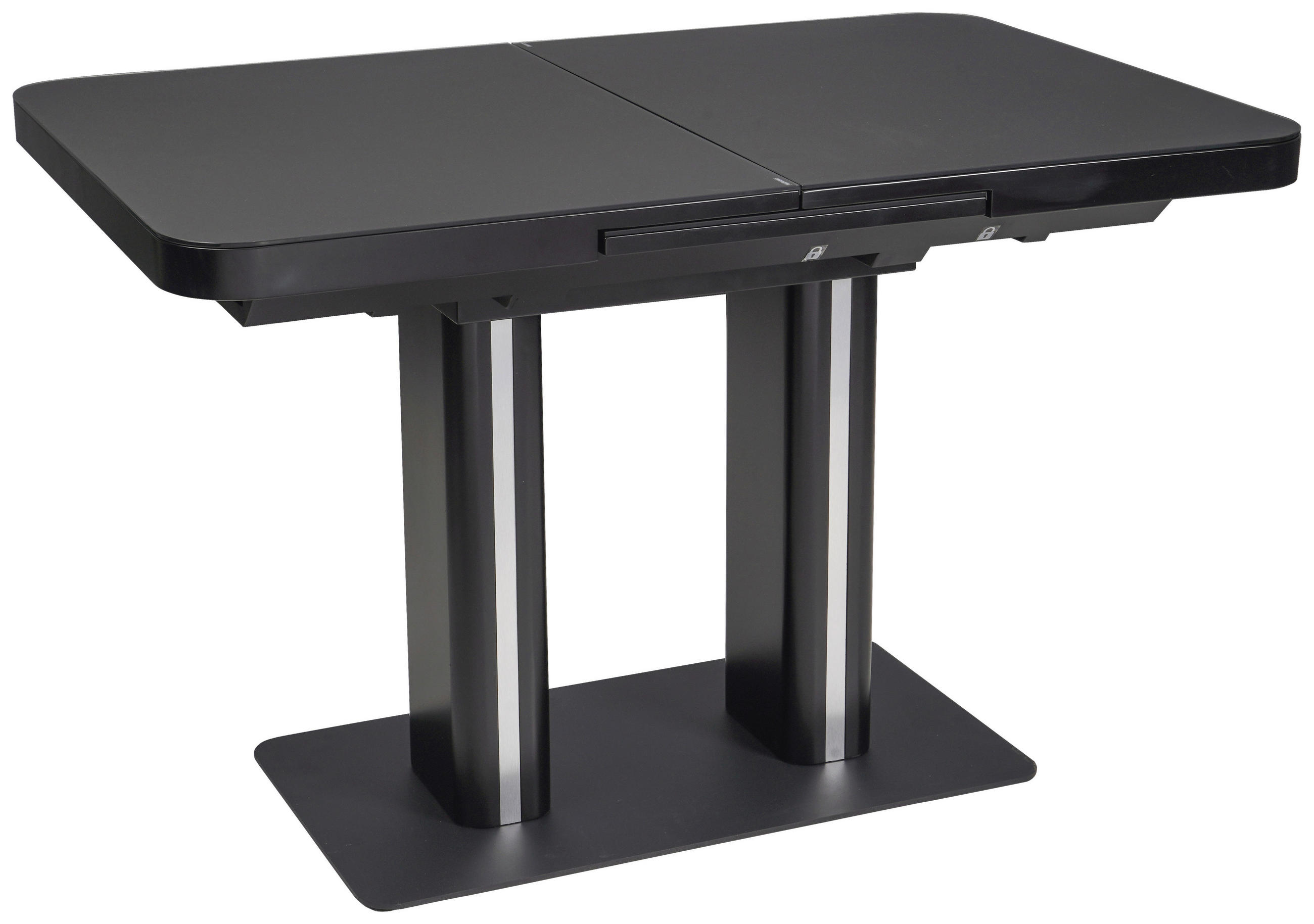 MATBORD svart rektangulär  utdragbar  - svart, Design, metall/trämaterial (120-160/80/76cm) - Hom`in