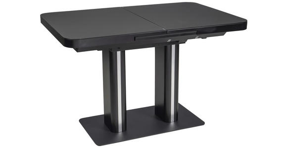 ESSTISCH in Metall, Glas, Holzwerkstoff 120-160/80/76 cm  - Schwarz, Design, Glas/Holzwerkstoff (120-160/80/76cm) - Hom`in