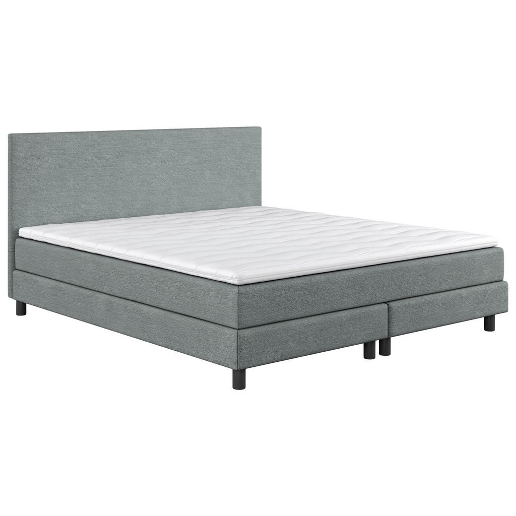 Thumbnail - Mid.you Boxbett, Hellgrün, Textil, H3, Höhe ca. 20 cm, 180x200 cm, Fsc, Matratze, gepolstertes Kopfteil, Stoffauswahl, T...