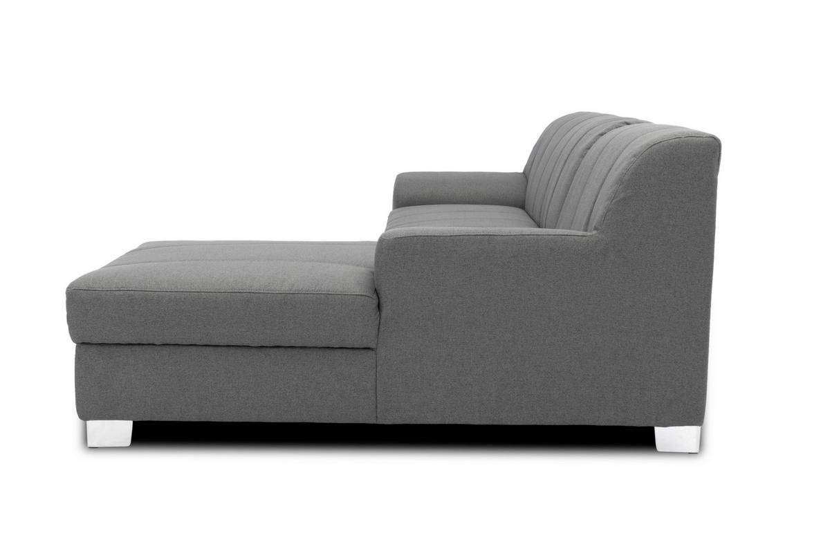 ECKSOFA CAPRI Grau Struktur  - Chromfarben/Grau, KONVENTIONELL, Textil/Metall (239/152cm) - MID.YOU