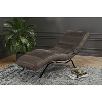 RELAXLIEGE Echtleder Dunkelgrau  - Dunkelgrau/Schwarz, Design, Leder/Metall (65/65-95/171cm) - Livetastic