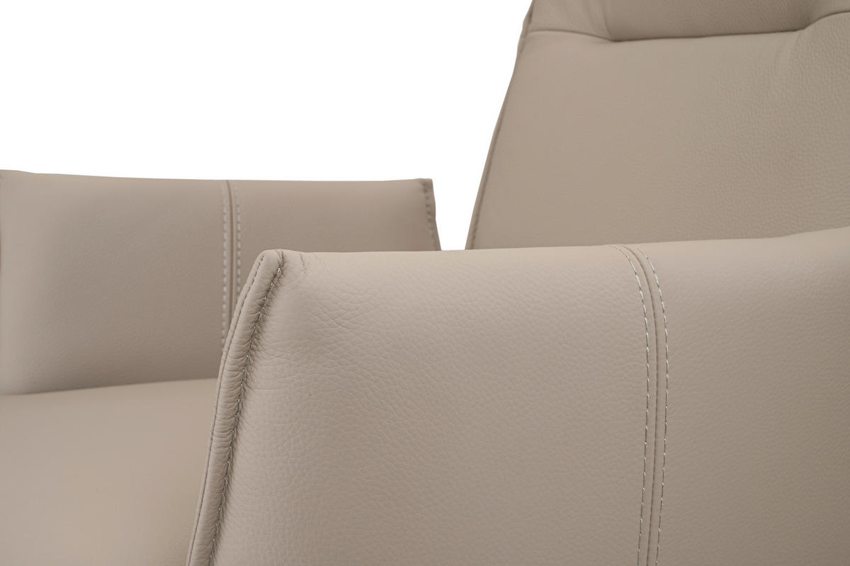 ARMLEHNSTUHL  Sitzfläche 360° drehbar  Echtleder  Beige  - Beige/Schwarz, Design, Leder/Metall (60/88,5/57,5cm) - Valnatura