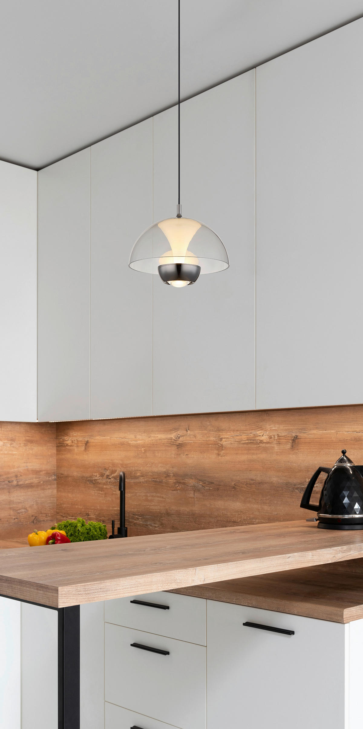 ZÁVĚSNÉ LED SVÍTIDLO, 23/120 cm  - černá, Design, kov/plast (23/120cm) - Globo