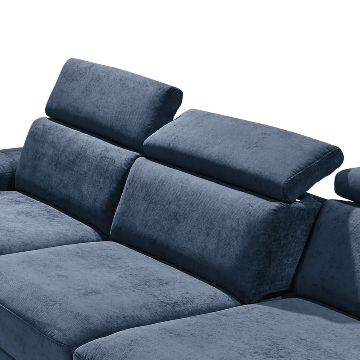 ECKSOFA in Webstoff Dunkelblau  - Silberfarben/Dunkelblau, Konventionell, Textil/Metall (260/82/182cm) - Trendmanufaktur