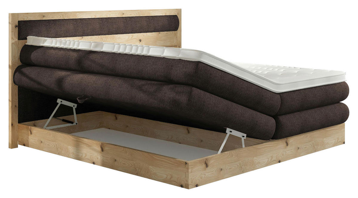 BOXSPRINGBETT 180/200 cm  in Eichefarben, Dunkelbraun  - Eichefarben/Dunkelbraun, KONVENTIONELL, Holz/Holzwerkstoff (180/200cm) - Valnatura