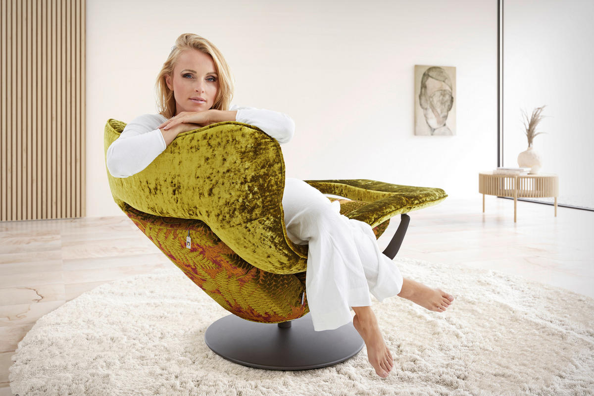 RELAXSESSEL in Textil Grün  - Bronzefarben/Grün, Design, Textil/Metall (81/112/89cm) - Koinor