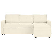 ECKSOFA - Creme/Schwarz, KONVENTIONELL, Kunststoff/Textil (218/155cm) - Ti'me