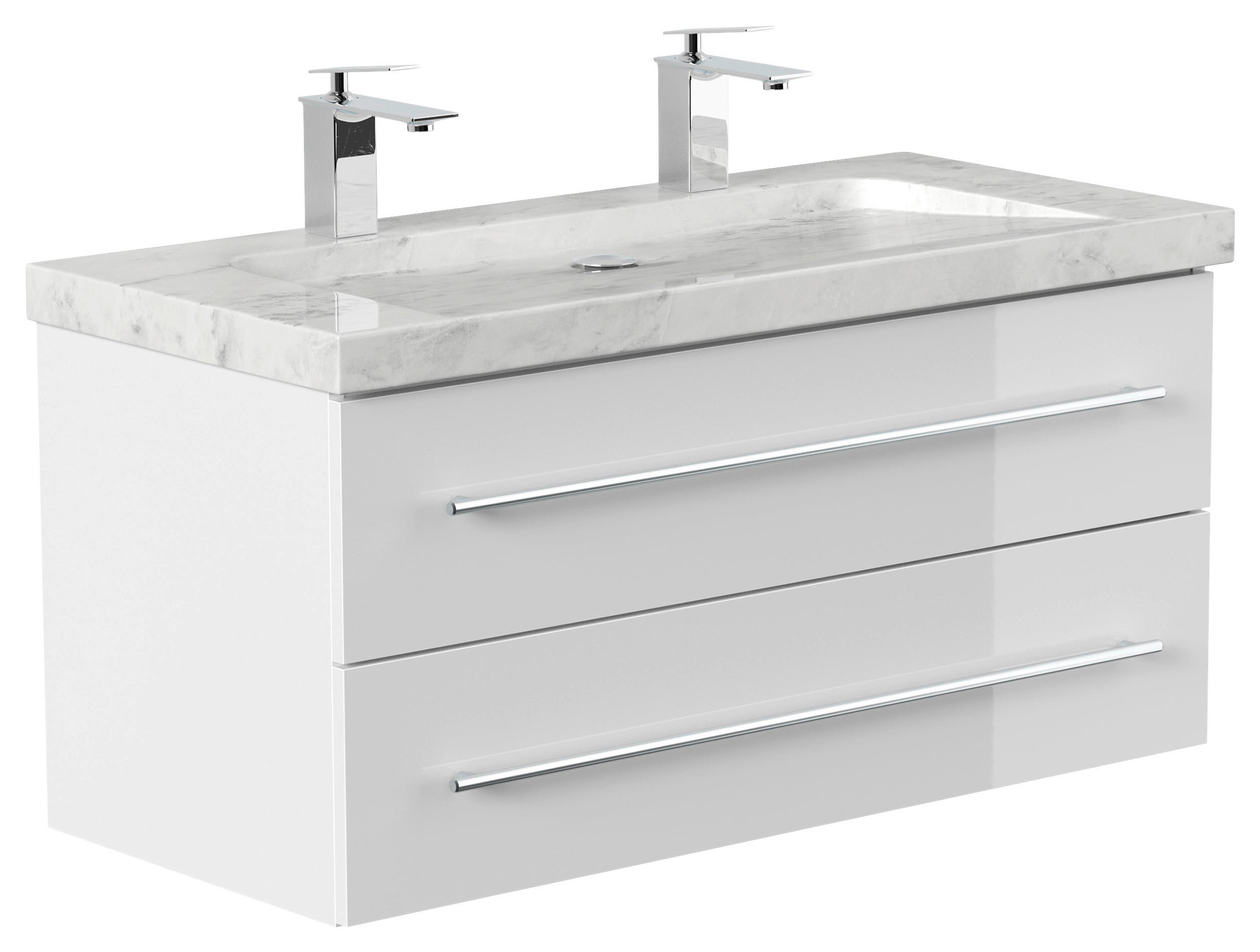 WASCHTISCHKOMBI 100 cm  - Weiß Hochglanz, Basics, Holzwerkstoff/Stein (100cm) - MID.YOU