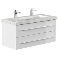 WASCHTISCHKOMBI 100 cm  - Weiß Hochglanz, Basics, Holzwerkstoff/Stein (100cm) - MID.YOU