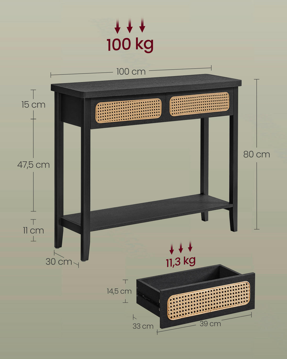 KONSOLE Braun, Schwarz  - Schwarz/Braun, Trend, Holzwerkstoff (100/80/30cm) - MID.YOU
