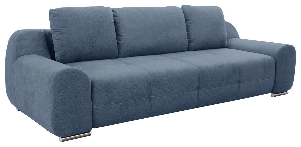 BIGSOFA in Flachgewebe Blau  - Blau, Basics, Textil/Metall (266/70/102cm) - Sit & More