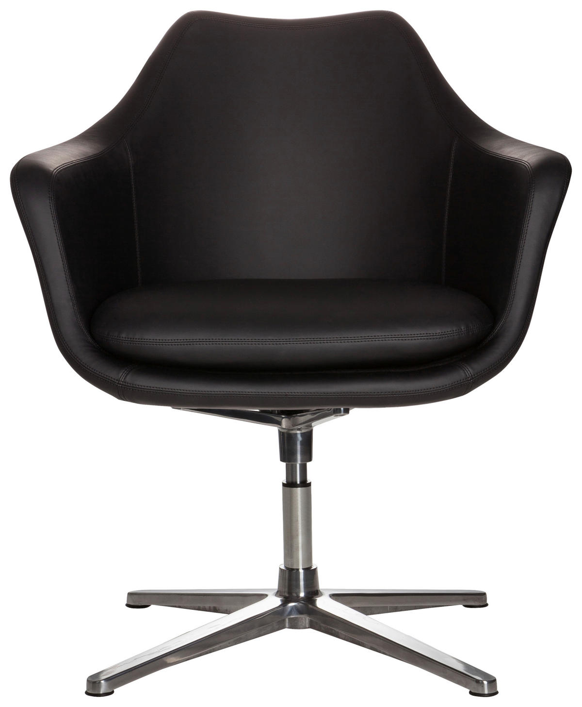 DREHSTUHL Lederlook Schwarz  - Silberfarben/Schwarz, Basics, Textil/Metall (67/85/63cm) - MID.YOU