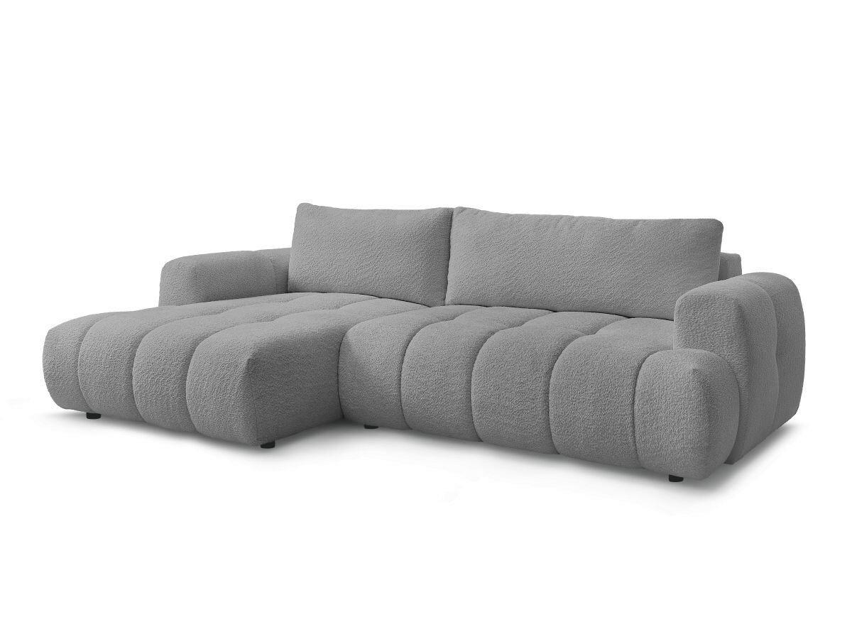 ECKSCHLAFSOFA FUJI Bouclé Dunkelgrau  inkl.  - Dunkelgrau/Schwarz, MODERN, Kunststoff/Textil (160/292cm)