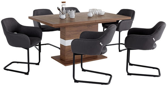 Ausziehbarer Esstisch Avensis 160cm Krafteiche Dunkel - Eichefarben/Weiß, MODERN, Holzwerkstoff (160/76/90cm) - Luca Bessoni
