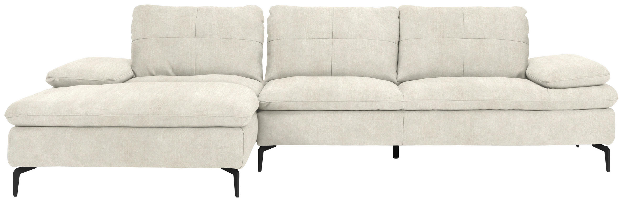 ECKSOFA in Velours Beige  - Beige/Schwarz, Design, Textil/Metall (179/301cm) - Chilliano