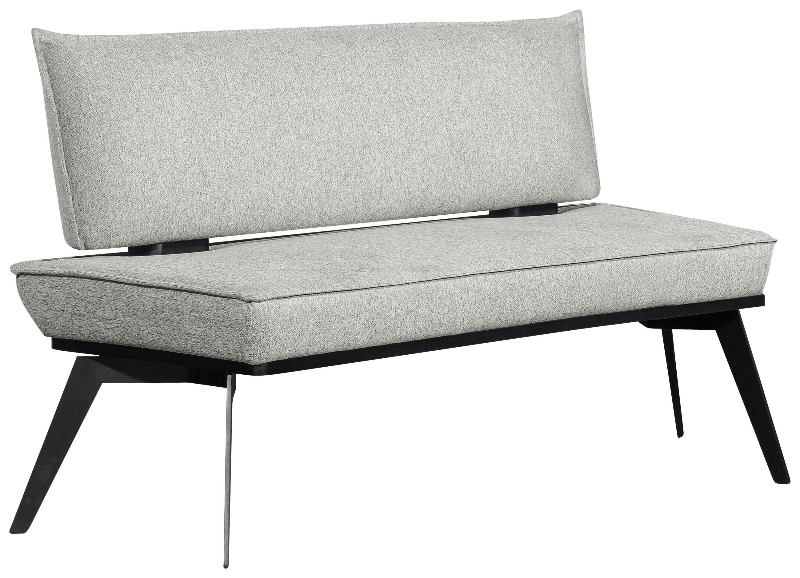 SITZBANK 153/90/65 cm Webstoff Schwarz, Hellgrau Buche massiv  - Hellgrau/Schwarz, Basics, Holz/Textil (153/90/65cm) - Carryhome