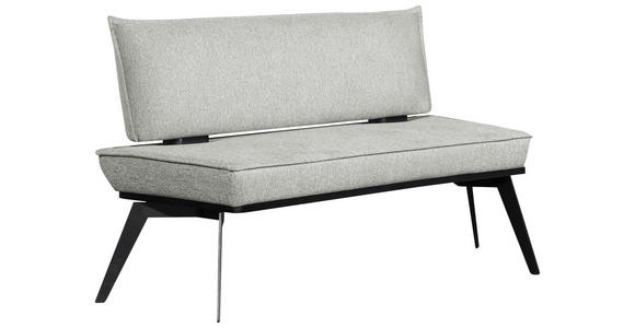 SITZBANK 153/90/65 cm Webstoff Schwarz, Hellgrau Buche massiv  - Hellgrau/Schwarz, Basics, Holz/Textil (153/90/65cm) - Carryhome