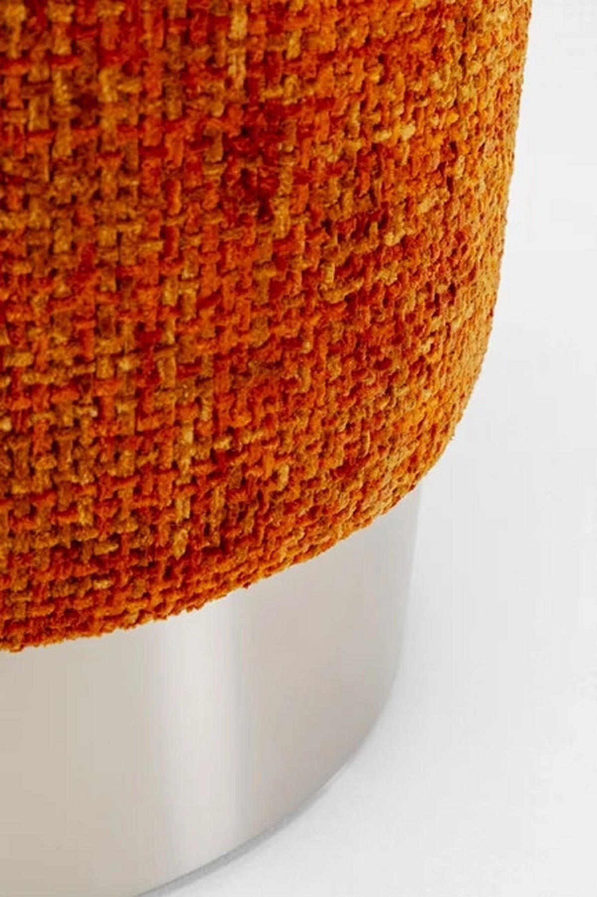 HOCKER in Textil Orange, Silberfarben  - Silberfarben/Orange, KONVENTIONELL, Textil/Metall (39/47/39cm) - Kare-Design