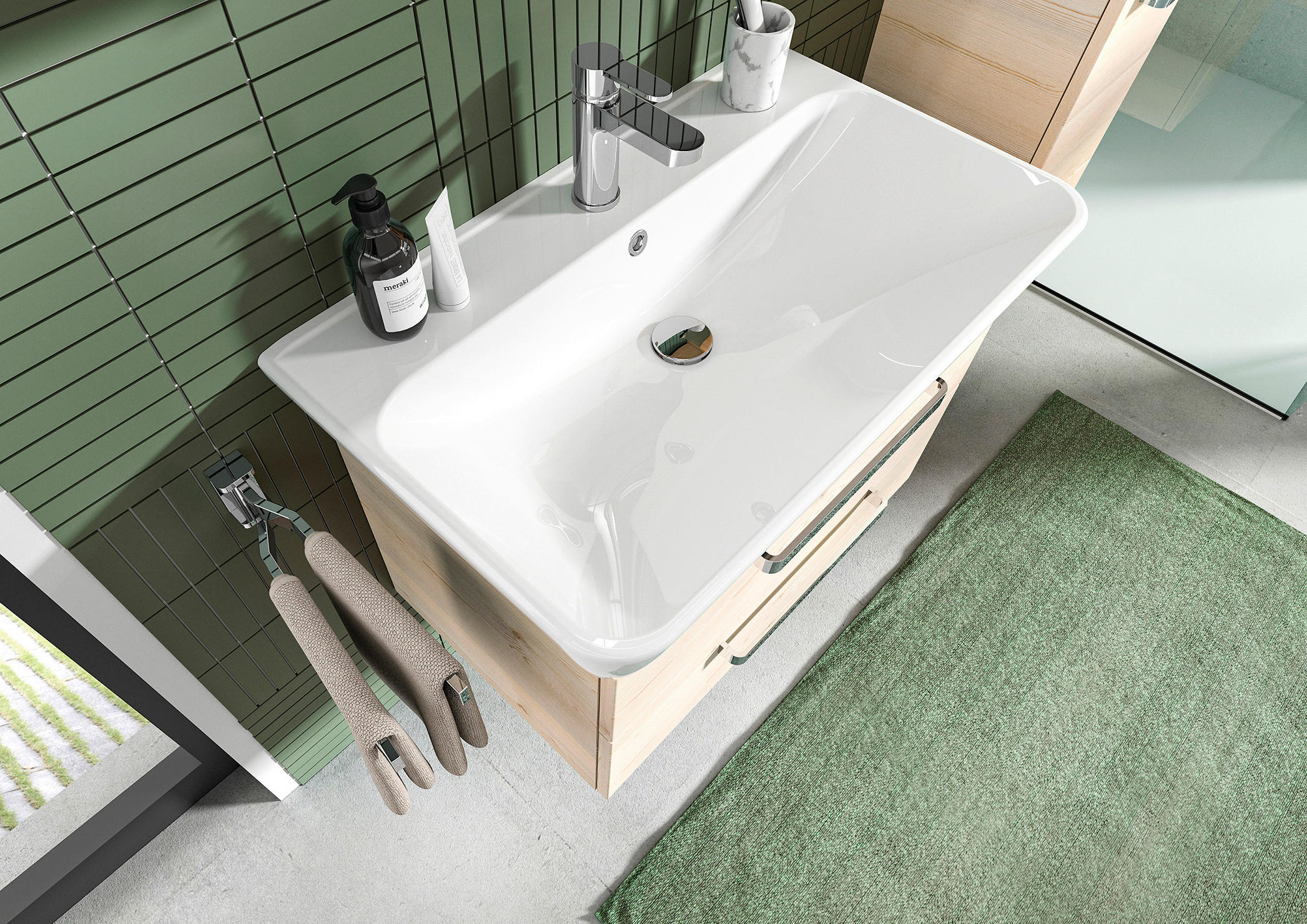 WASCHBECKEN 80,5/7/48,5 cm - Weiß, Basics, Keramik (80,5/7/48,5cm) - Sadena