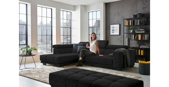 ECKSOFA  in Mikrofaser Anthrazit  207/301 cm  - Anthrazit/Schwarz, Design, Textil/Metall (207/301cm) - Xora