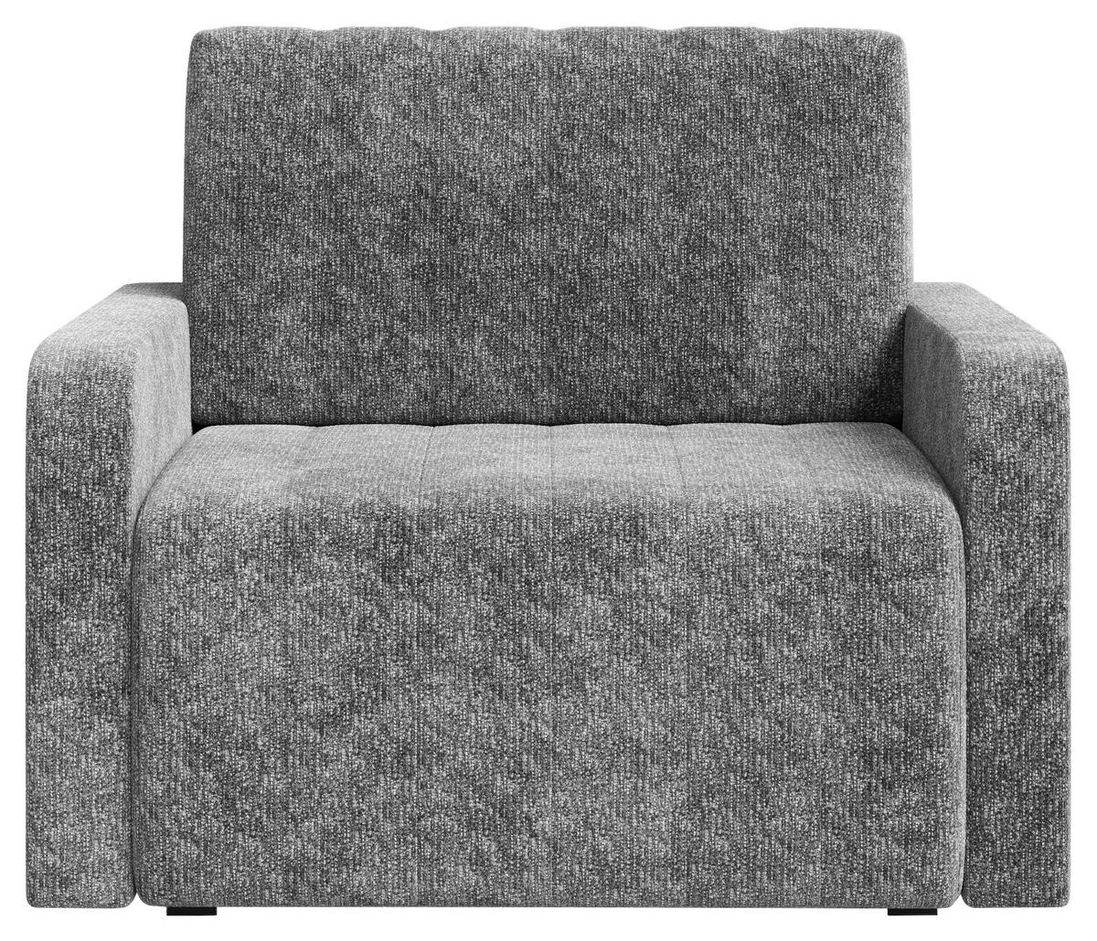 SCHLAFSESSEL Chenille Dunkelgrau Liegefunktion Rücken echt  inkl.  - Dunkelgrau/Schwarz, MODERN, Kunststoff/Textil (101/87/101cm) - Milino