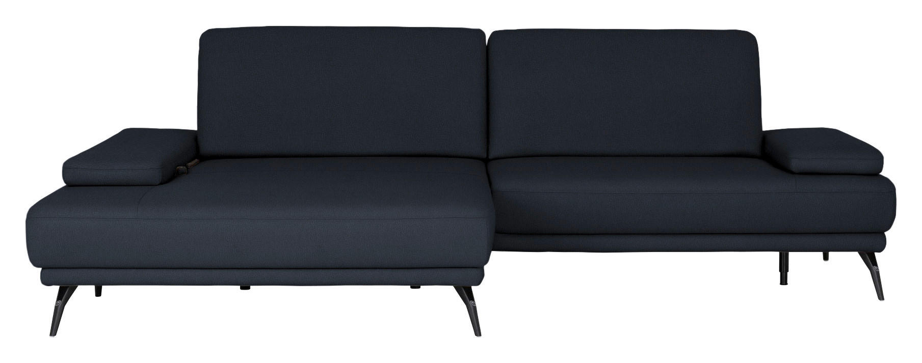 ECKSOFA Echtleder Dunkelblau  - Schwarz/Dunkelblau, Konventionell, Leder/Metall (180/301cm) - Joop!