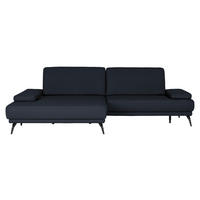 ECKSOFA Echtleder Dunkelblau  - Schwarz/Dunkelblau, Konventionell, Leder/Metall (180/301cm) - Joop!