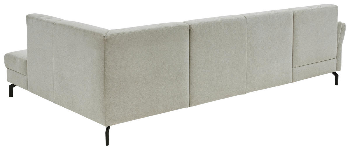 WOHNLANDSCHAFT Flachgewebe Ecru  - Ecru/Schwarz, Konventionell, Textil/Metall (170/307/190cm) - Beldomo Comfort