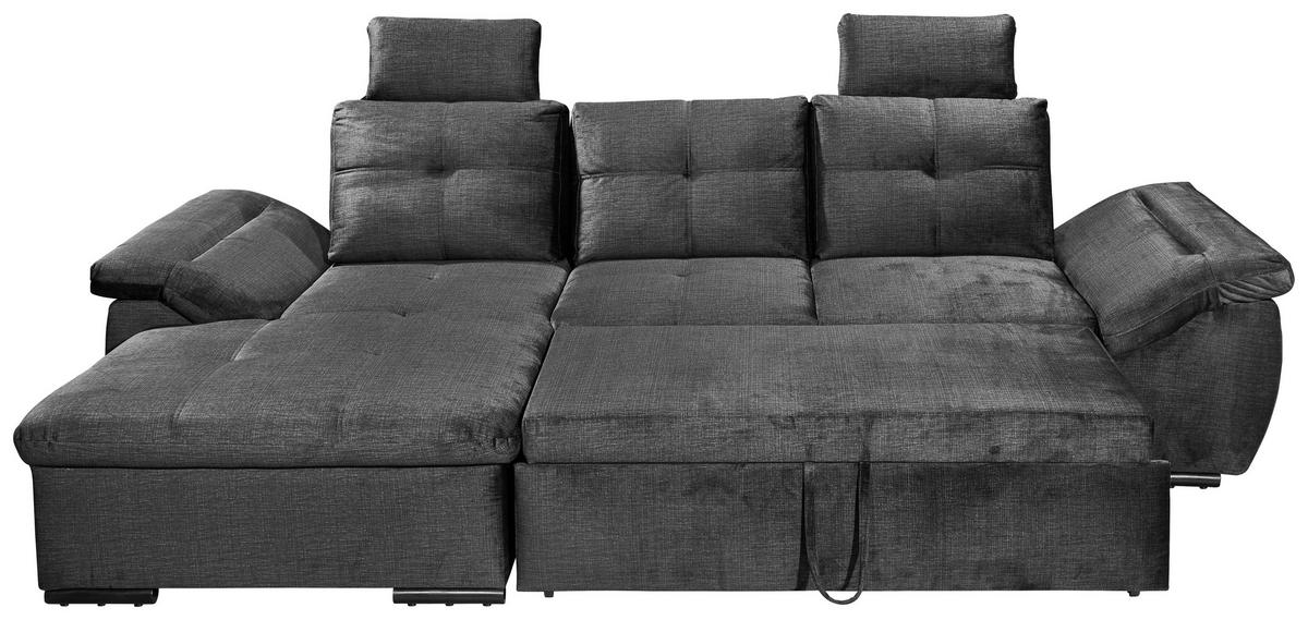 ECKSOFA in Mikrovelours Schwarz  - Schwarz, Konventionell, Kunststoff/Textil (170/275cm) - Carryhome