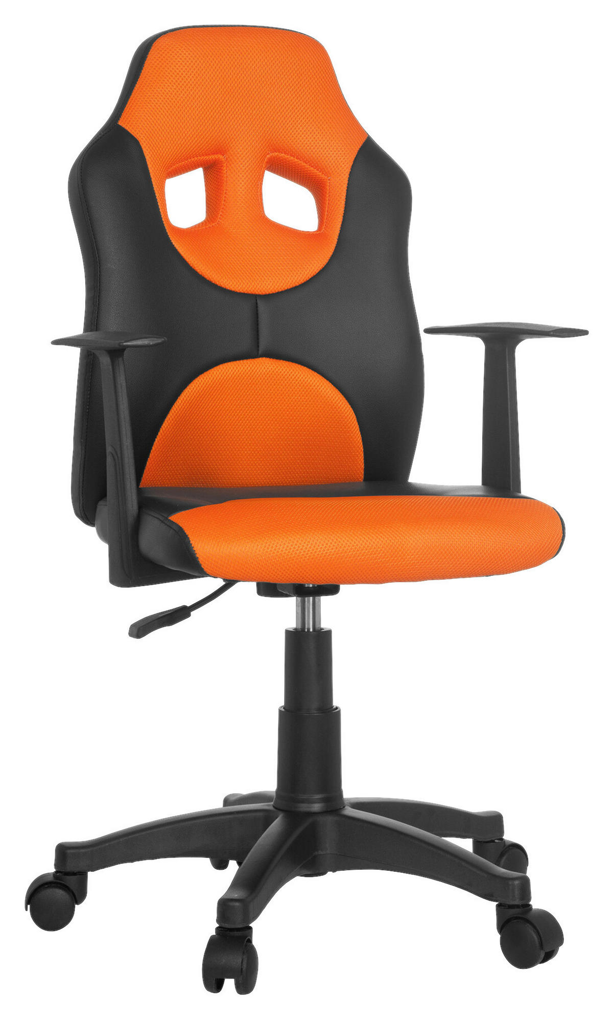 OTOČNÁ ŽIDLE PRO MLÁDEŽ, oranžová, černá - oranžová/černá, Basics, plast (54/90-100/48cm) - MID.YOU