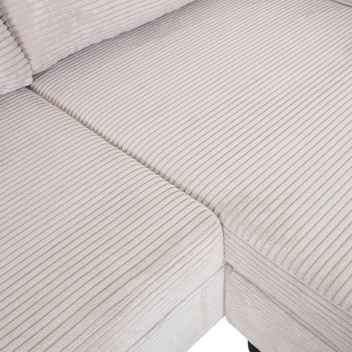 ECKSOFA Beige Cord  - Beige/Schwarz, KONVENTIONELL, Holz/Textil (218/150cm) - Boxxx