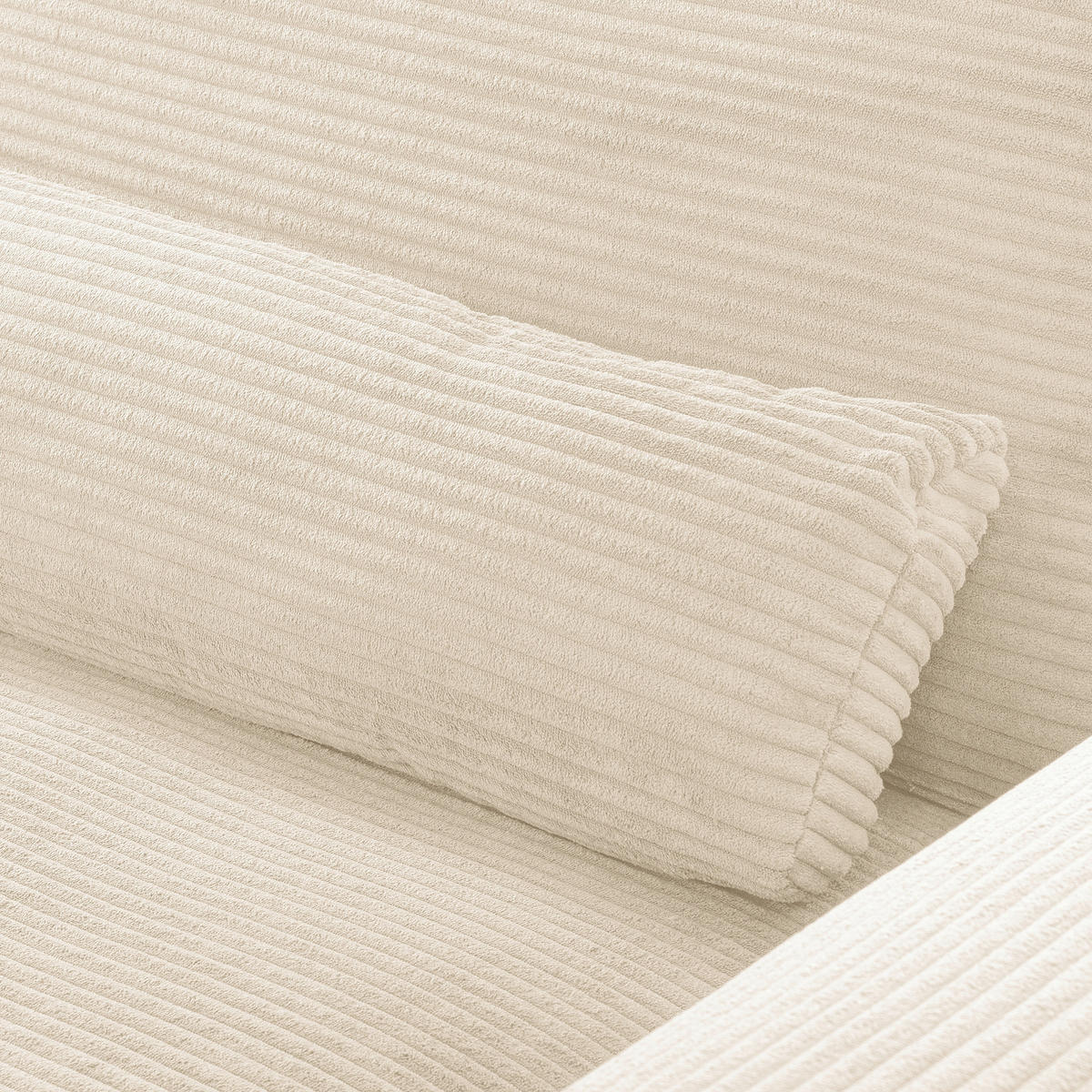 ECKSOFA  in Cord Creme Nierenkissen, Rückenkissen  172/313 cm  - Creme/Schwarz, Design, Textil/Metall (172/313cm) - P & B