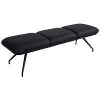 SITZBANK 200/49,5/50 cm Echtleder Schwarz  - Schwarz, Design, Leder/Metall (200/49,5/50cm) - Dieter Knoll