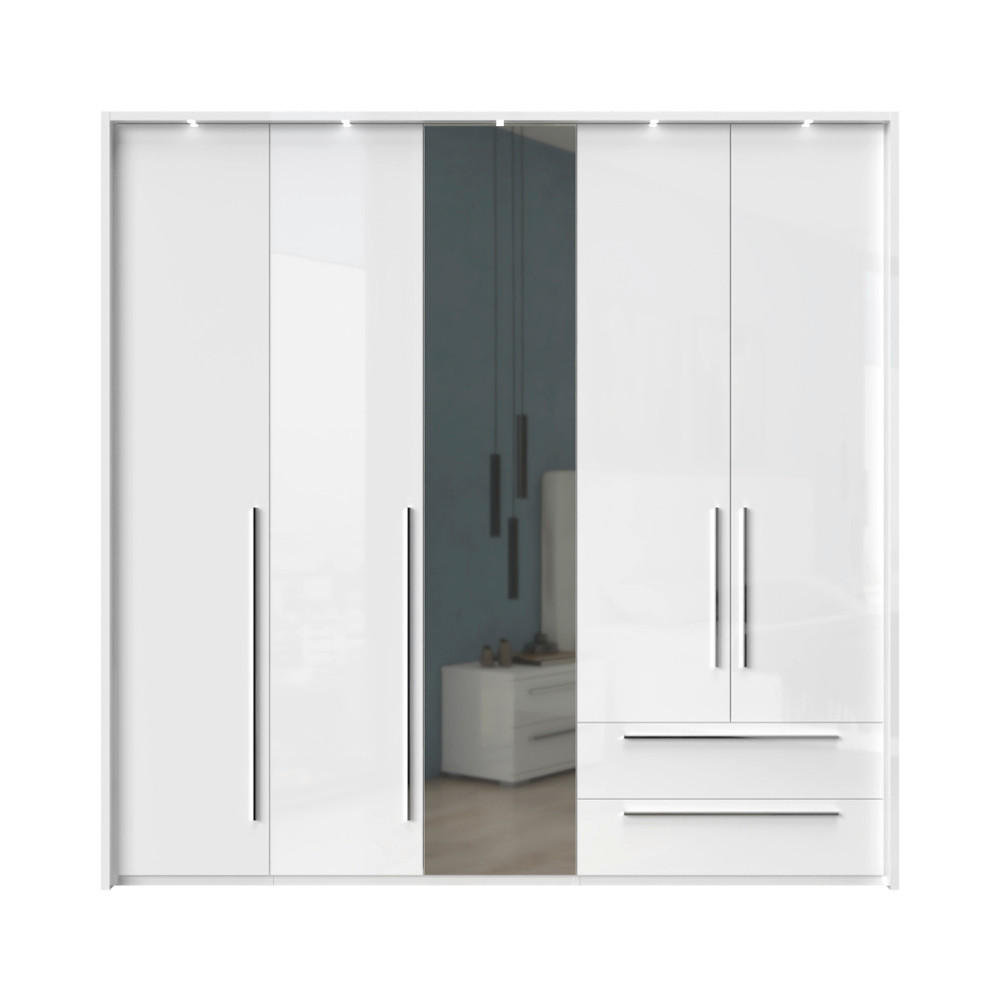 ORMAR SA KLASIČNIM VRATIMA bela, bela visoki sjaj  232/226/60 cm  - bela/bela visoki sjaj, Dizajnerski, metal/pločasti materijal (232/226/60cm)