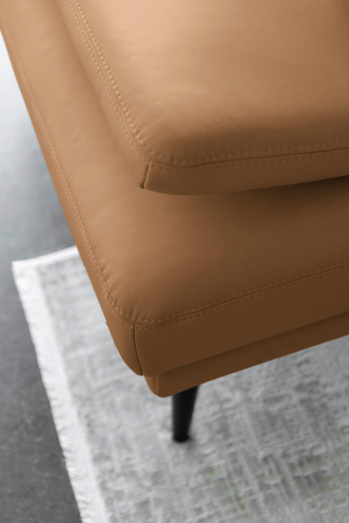 ECKSOFA Echtleder Hellbraun  - Hellbraun/Schwarz, Konventionell, Leder/Metall (180/301cm) - Joop!