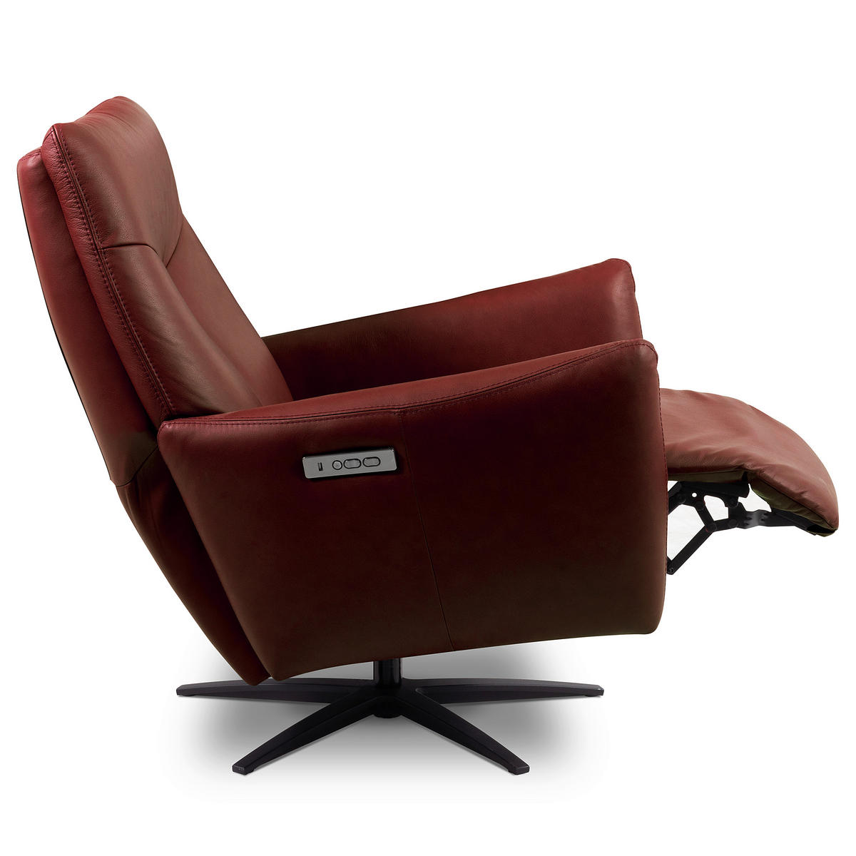 RELAXSESSEL Leder Kirschrot  - Schwarz/Kirschrot, Design, Leder/Metall (76/107/88cm) - Livetastic