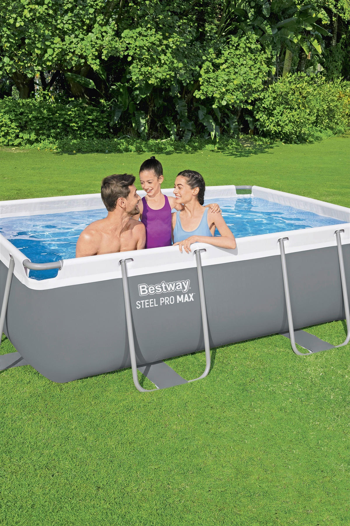 POOL-SET STEEL PRO MAX 56629GS 282/196/84 cm  - Blau/Grau, KONVENTIONELL, Kunststoff/Metall (282/196/84cm) - Bestway