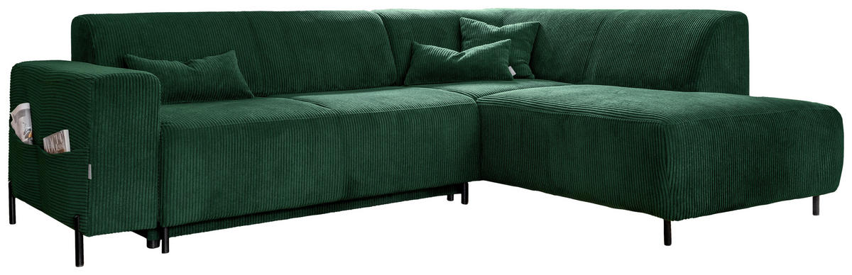 SAROKKANAPÉ textil sötétzöld  - fekete/sötétzöld, textil/fém (250/192cm) - MID.YOU