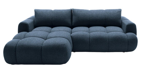 ECKSOFA Dunkelblau Struktur Rückenkissen, Bettkasten, Schlaffunktion, Rücken echt, Liegefläche im Originalstoff  - Schwarz/Dunkelblau, KONVENTIONELL, Kunststoff/Textil (172/272cm) - Carryhome
