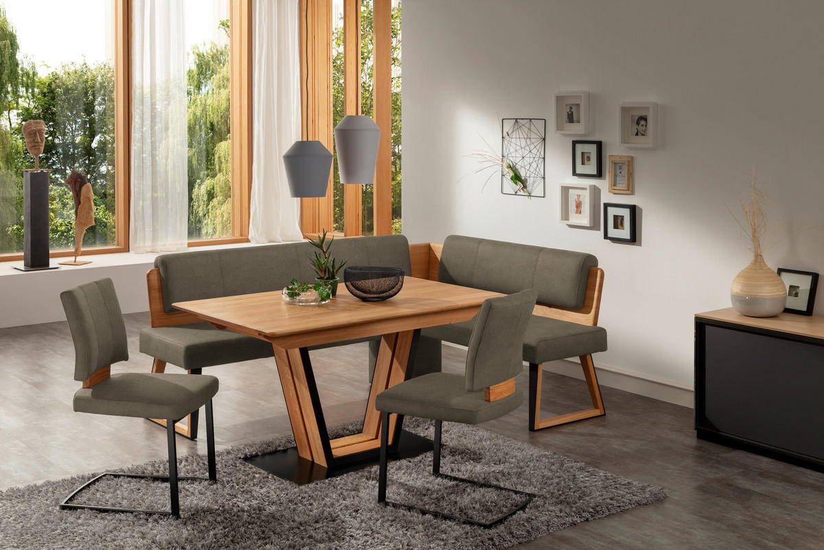 ECKBANK 165/215 cm  in Schlammfarben, Wildeiche  - Wildeiche/Schlammfarben, Design, Holz/Textil (165/215cm) - Venda