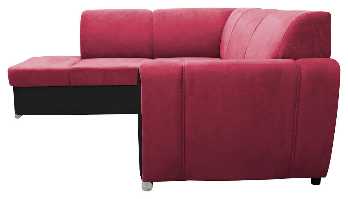 ECKSOFA Rot, Schwarz Velours  - Silberfarben/Rot, Design, Kunststoff/Textil (196/255cm) - MID.YOU