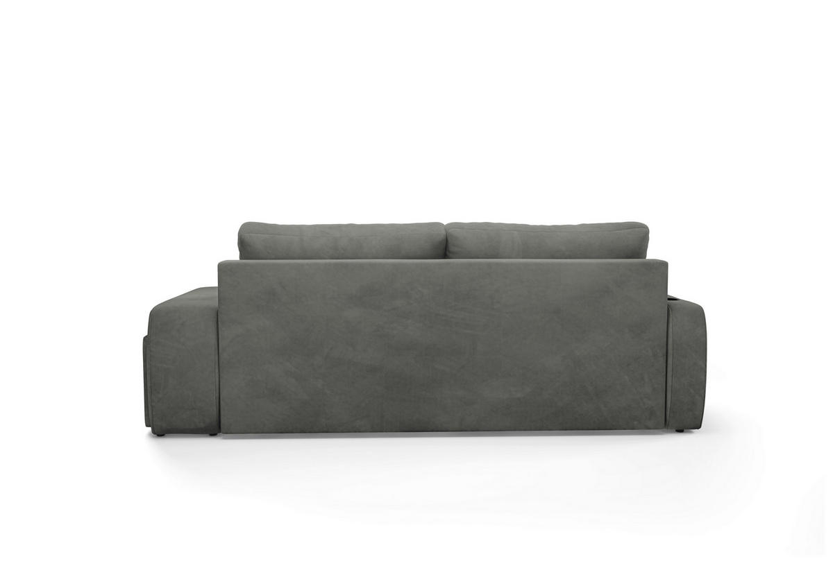 SCHLAFSOFA INES in Plüsch Grau  - Schwarz/Grau, Design, Kunststoff/Textil (258/98/95cm) - Livetastic