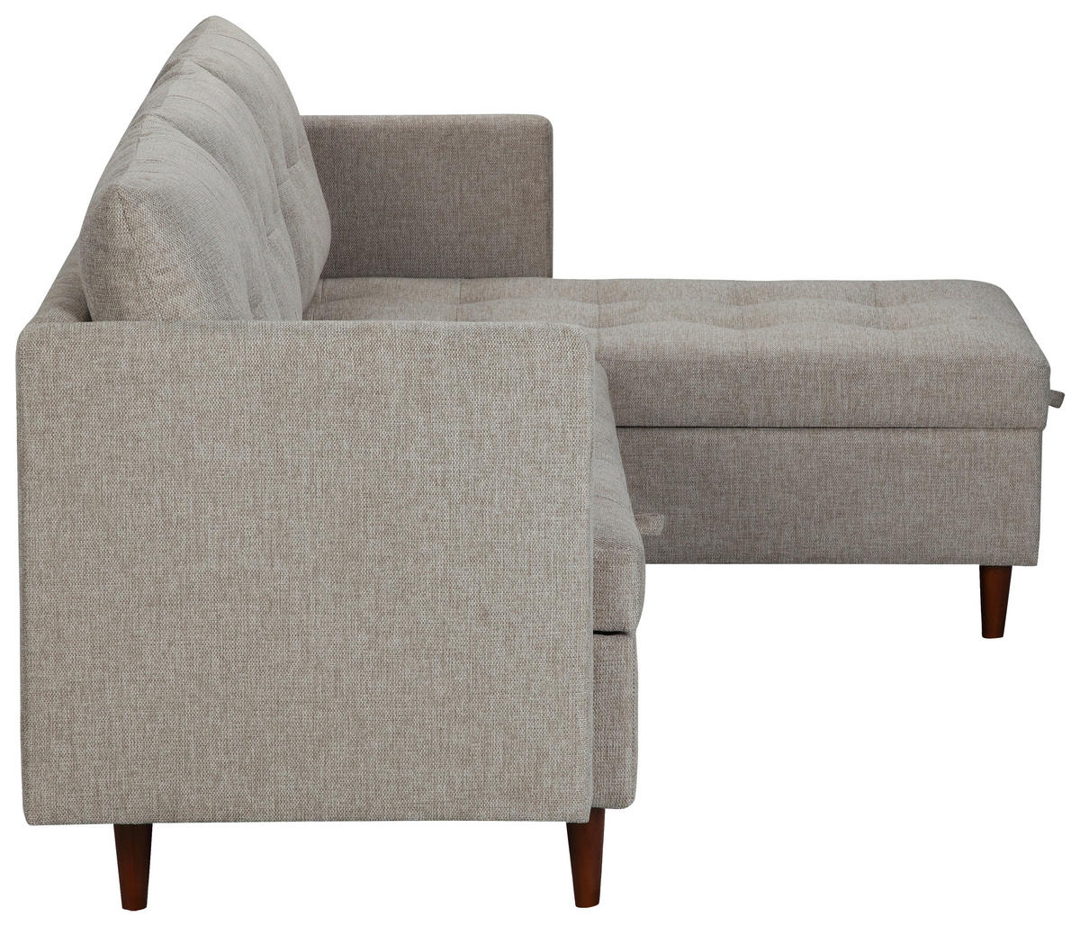 ECKSOFA SOLIN Beige Webstoff Rückenkissen, Bettkasten  - Beige/Braun, Design, Holz/Textil (188/79/123cm) - P & B